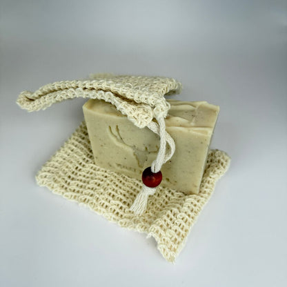 Natural Sisal Soap Saver Pouch – Coffee Wood Bead & Drawstring | Wiley Buck Company