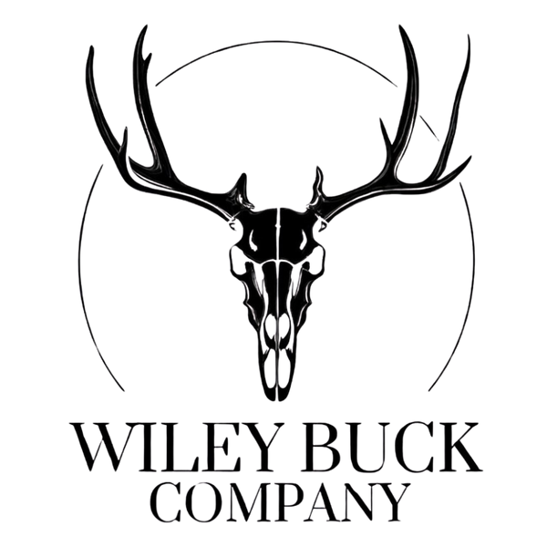 logo for Wiley Buck Company with buck deer skull 
